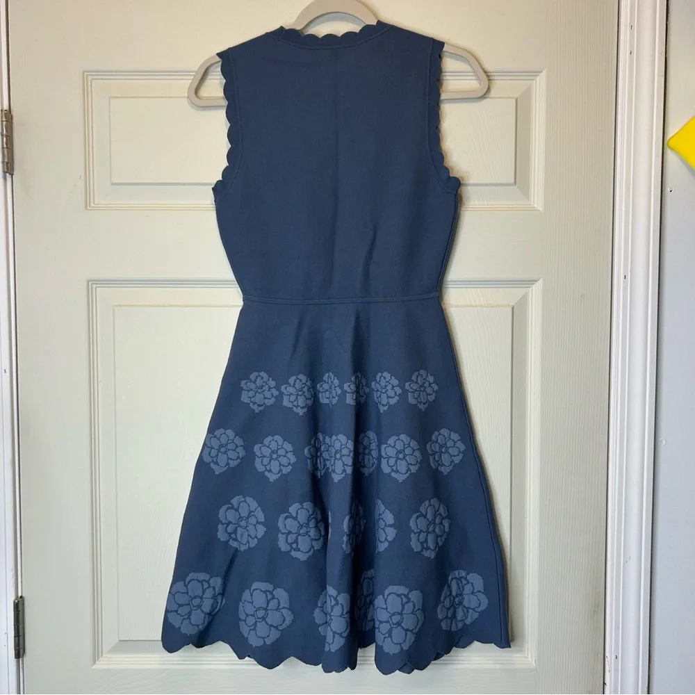 Kate Spade Flora Hem Sweater Dress Antqeblue Mainline Sleeveless Scallop Detail